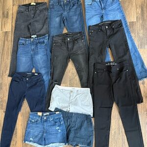 Womens jeans, pants and shorts, size 8